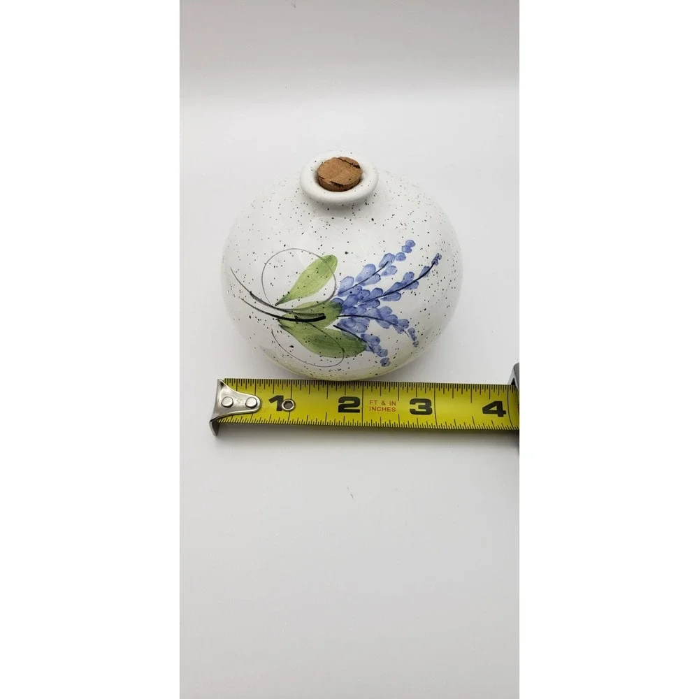 Set‎ of 3 Ceramic Bottles Lavender Design Cork Stopper Vases Home Decor